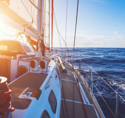 Luxury,Sailboat,Sailing,In,Sunset,Sea,,Yacht,Cruise